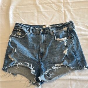 Abercrombie & Fitch Blue Jean Shorts Distressed Casual